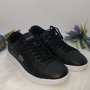 LACOSTE        Black Leather Alligator Print Shoes